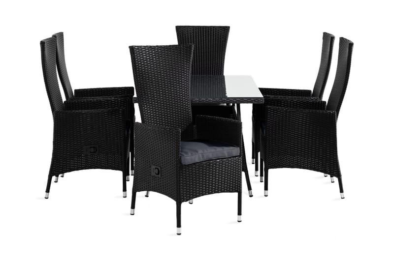 Ruokailuryhmä Thor 140 + 6 Jenny Säädettävä Nojatuoli pehmus, Musta/Musta/Harmaa