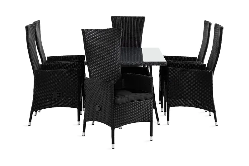 Ruokailuryhmä Thor 140 + 6 Jenny Säädettävä Nojatuoli pehmus, Musta/Musta/Musta