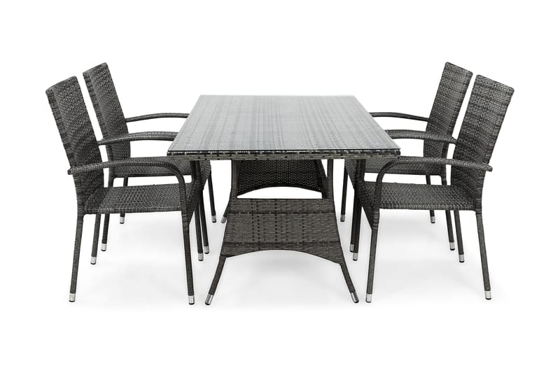 Ruokailuryhmä Thor 140 cm 4 Thor Light tuolia - Harmaa - Puutarhakalusteet - Ulkoryhmä - Ruokailuryhmät ulos