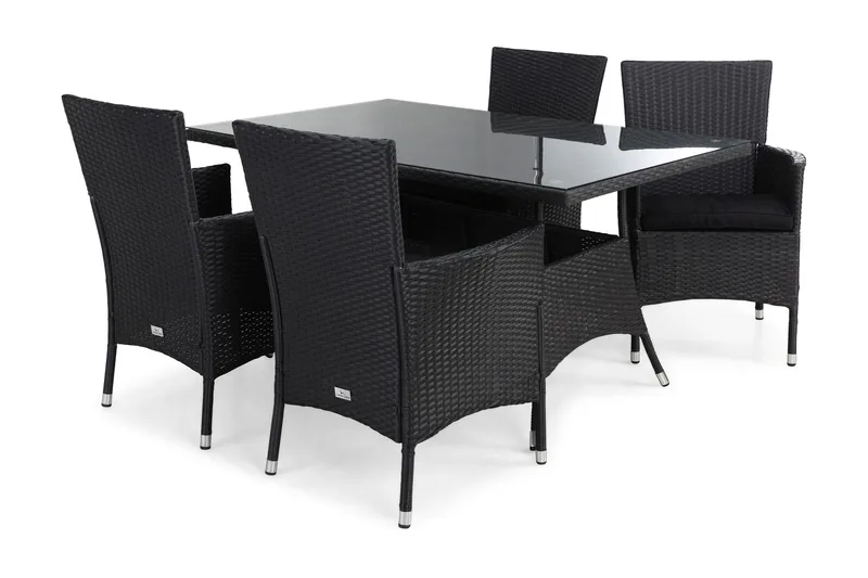 Ruokailuryhmä Thor 140 cm 4 Thor tuolia Pehmusteet, Musta