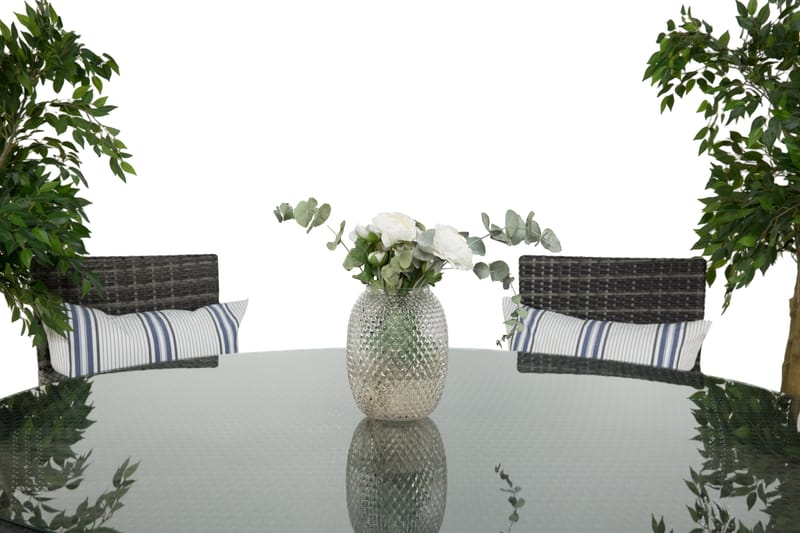 Ruokailuryhmä Thor 140 cm Pyöreä + 6 Thor Nojatuolia - Harmaa - Puutarhakalusteet - Ulkoryhmä - Ruokailuryhmät ulos