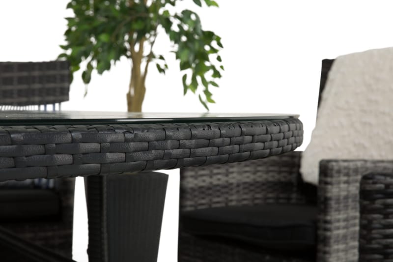 Ruokailuryhmä Thor 140 cm Pyöreä + 6 Thor Nojatuolia - Harmaa - Puutarhakalusteet - Ulkoryhmä - Ruokailuryhmät ulos