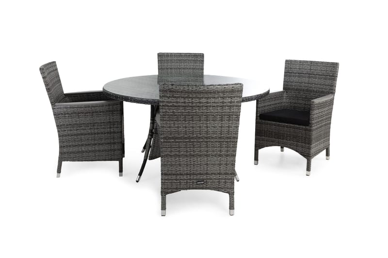 Ruokailuryhmä Thor 140 cm Pyöreä 4 Thor Lyx tuolia Pehmustee, Harmaa/Aintwood/Musta