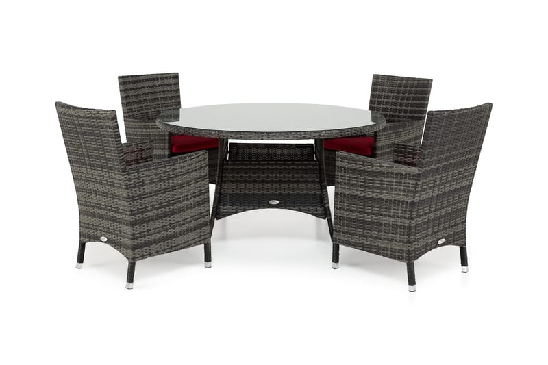 Ruokailuryhmä Thor 140 cm Pyöreä + 4 Thor Nojatuolia, Harmaa