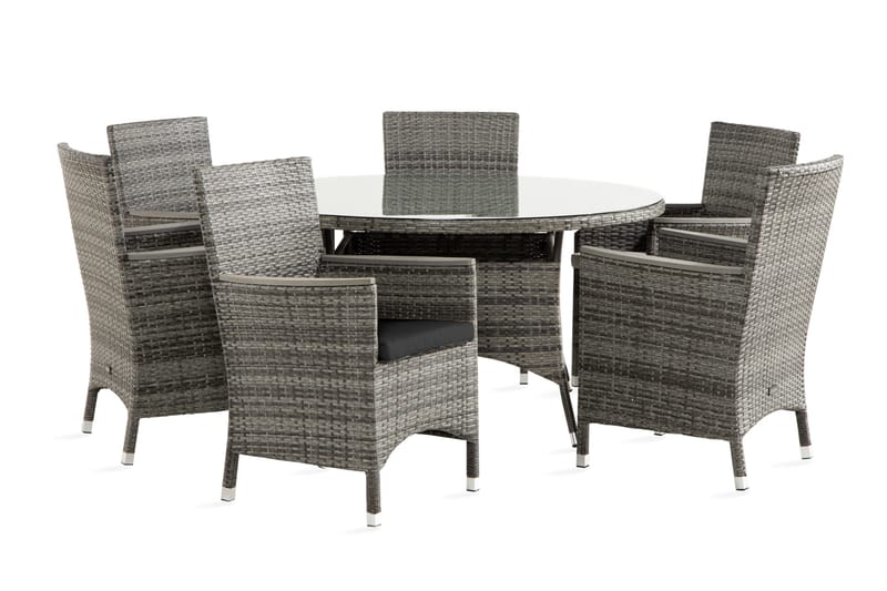 Ruokailuryhmä Thor 140 cm Pyöreä 4 Thor Lyx tuolia Pehmustee, Harmaa/Aintwood/Musta