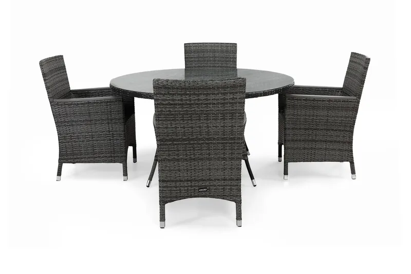 Ruokailuryhmä Thor 140 cm Pyöreä 4 Thor Lyx tuolia, Harmaa/Aintwood