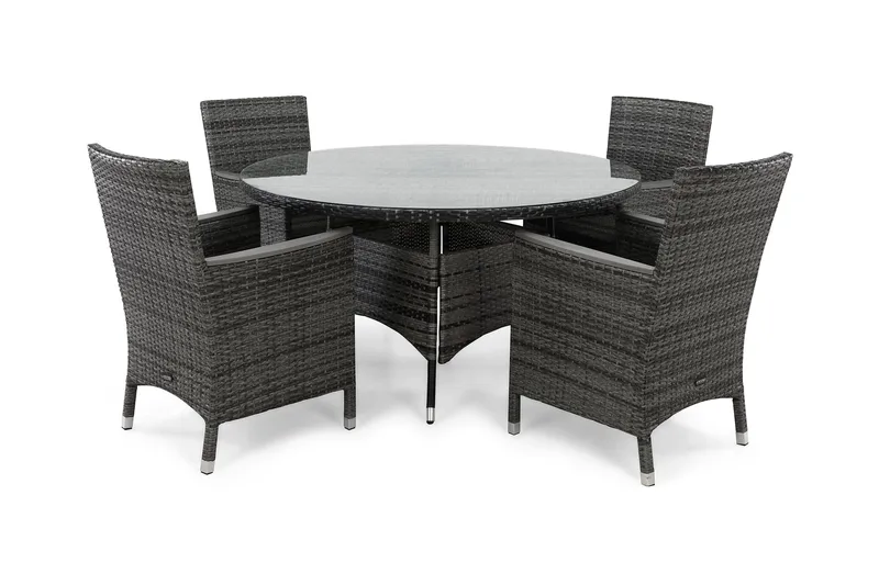 Ruokailuryhmä Thor 140 cm Pyöreä 4 Thor Lyx tuolia - Harmaa/Aintwood - Puutarhakalusteet - Ulkoryhmä - Ruokailuryhmät ulos