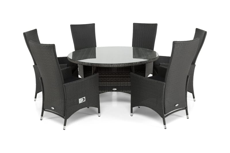 Ruokailuryhmä Thor 140 cm Pyöreä + 6 Jenny Säädettävää Nojat, Harmaa/Musta