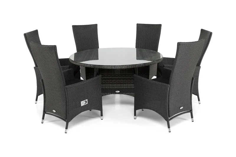 Ruokailuryhmä Thor 140 cm Pyöreä + 6 Jenny Säädettävää Nojat, Harmaa/Musta