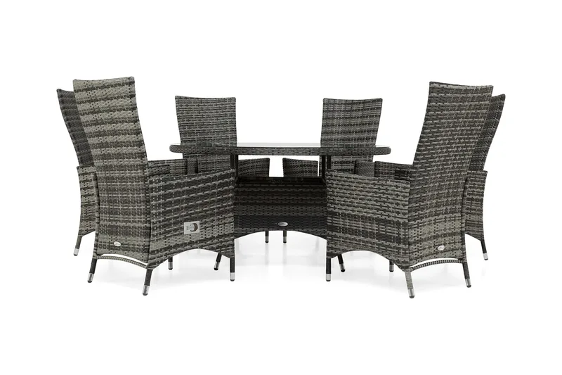 Ruokailuryhmä Thor 140 cm Pyöreä + 6 Jenny Säädettävää Nojat, Harmaa