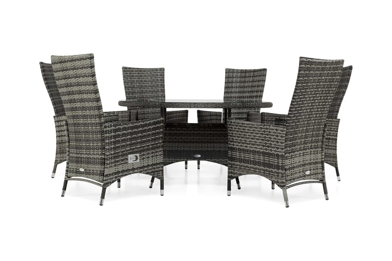 Ruokailuryhmä Thor 140 cm Pyöreä + 6 Jenny Säädettävää Nojat, Harmaa