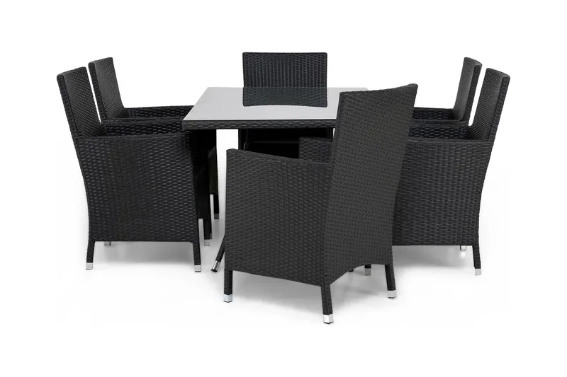 Ruokailuryhmä Thor 140x90 cm + 6 Thor Nojatuolia, Musta