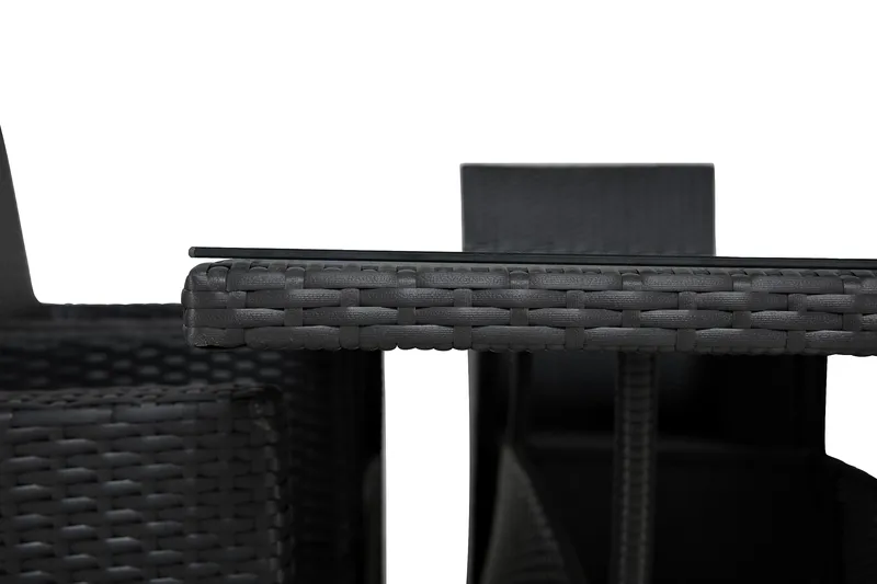 Ruokailuryhmä Thor 140x90 cm + 6 Thor Nojatuolia - Musta - Puutarhakalusteet - Ulkoryhmä - Ruokailuryhmät ulos