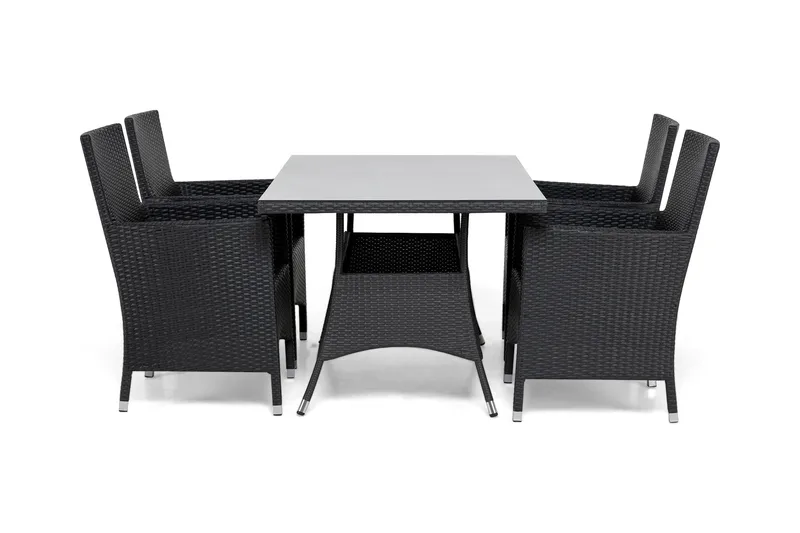 Ruokailuryhmä Thor 140x90 cm + 4 Thor Nojatuolia, Musta