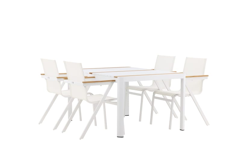 Ruokailuryhmä Togo 150 cm 4 Mexico tuolia - Valkoinen - Puutarhakalusteet - Ulkoryhmä - Ruokailuryhmät ulos