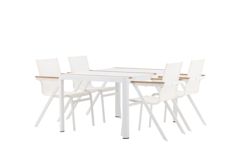 Ruokailuryhmä Togo 150 cm 4 Mexico tuolia - Valkoinen - Puutarhakalusteet - Ulkoryhmä - Ruokailuryhmät ulos