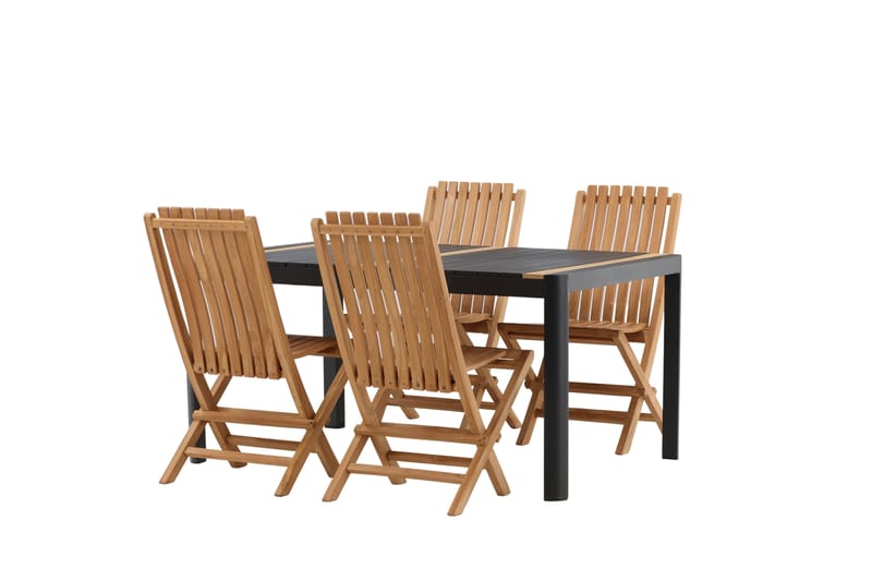 Ruokailuryhmä Togo 150x100 cm 4 Ghana taittotuolia - Musta/Ruskea - Puutarhakalusteet - Ulkoryhmä - Ruokailuryhmät ulos