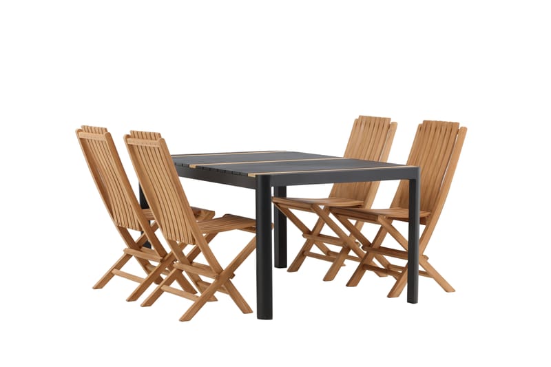 Ruokailuryhmä Togo 150x100 cm 4 Ghana taittotuolia - Musta/Ruskea - Puutarhakalusteet - Ulkoryhmä - Ruokailuryhmät ulos