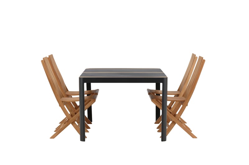 Ruokailuryhmä Togo 150x100 cm 4 Ghana taittotuolia - Musta/Ruskea - Puutarhakalusteet - Ulkoryhmä - Ruokailuryhmät ulos