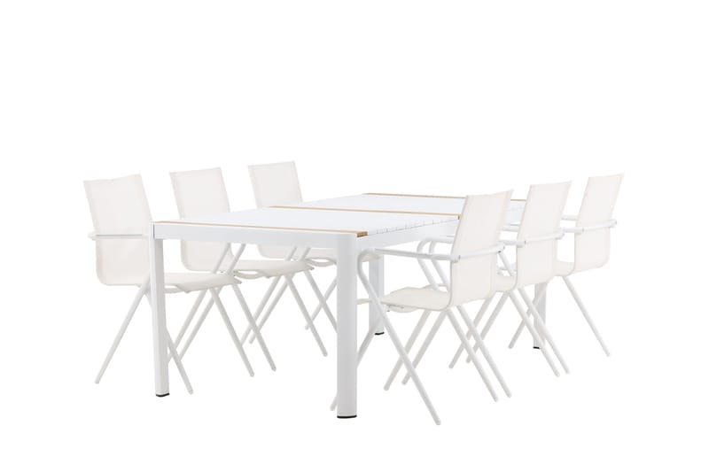 Ruokailuryhmä Togo 200x100 cm 6 Alina ruokatuolia - Valkoinen - Puutarhakalusteet - Ulkoryhmä - Ruokailuryhmät ulos