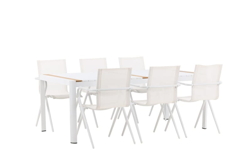 Ruokailuryhmä Togo 200x100 cm 6 Alina ruokatuolia - Valkoinen - Puutarhakalusteet - Ulkoryhmä - Ruokailuryhmät ulos