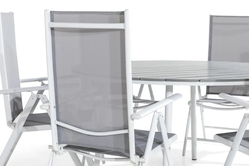 Ruokailuryhmä Tunis 140 Pyöreä 6 Maggie säätötuolia - Valkoinen/Harmaa - Puutarhakalusteet - Ulkoryhmä - Ruokailuryhmät ulos