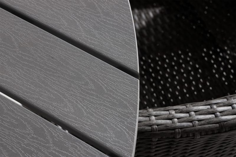 Ruokailuryhmä Tunis 140 Pyöreä 6 Thor nojatuolia - Valkoinen/Harmaa - Puutarhakalusteet - Ulkoryhmä - Ruokailuryhmät ulos