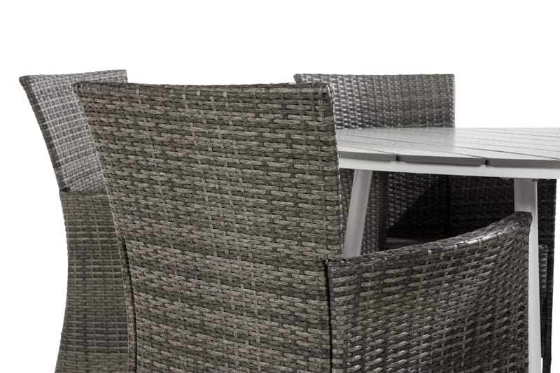 Ruokailuryhmä Tunis 140 Pyöreä 6 Thor nojatuolia - Valkoinen/Harmaa - Puutarhakalusteet - Ulkoryhmä - Ruokailuryhmät ulos