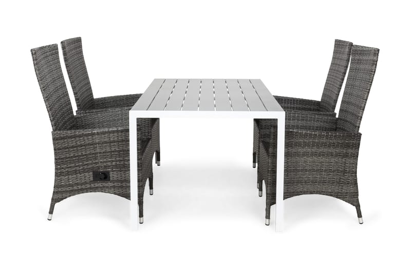 Ruokailuryhmä Tunis 150x90 4 Jenny säätötuolia, Valkoinen/Harmaa