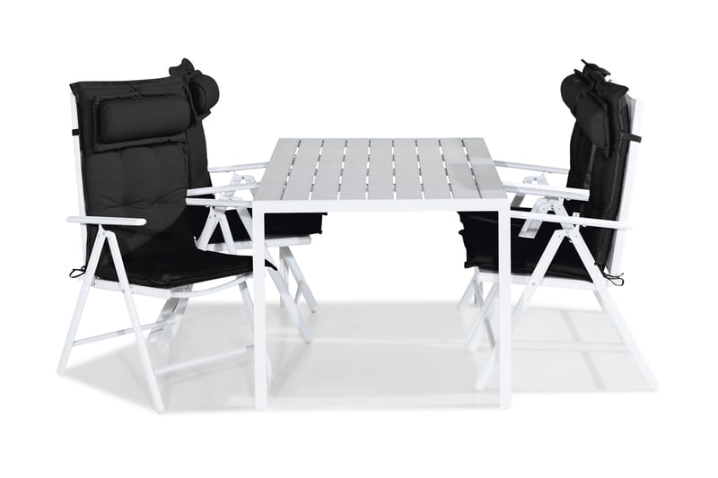 Ruokailuryhmä Tunis 150x90 4 Maggie säätötuolia Pehmusteet, Valk/Harmaa/Musta