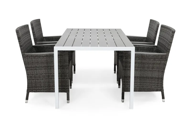 Ruokailuryhmä Tunis 150x90 cm 4 Thor Lyx tuolia, Valkoinen/Harmaa/Aintwood