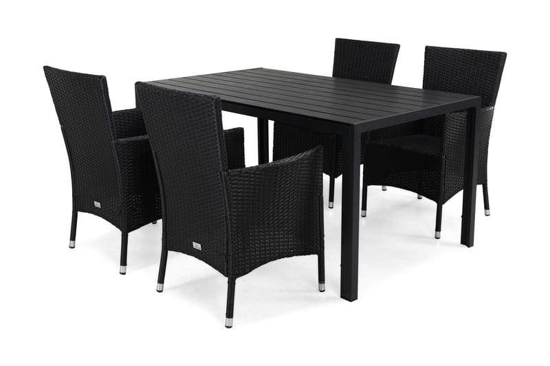 Ruokailuryhmä Tunis 150x90 cm 4 Thor tuolia - Musta - Puutarhakalusteet - Ulkoryhmä - Ruokailuryhmät ulos