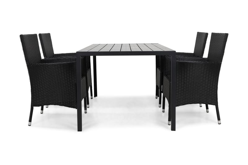 Ruokailuryhmä Tunis 150x90 cm 4 Thor tuolia - Musta - Puutarhakalusteet - Ulkoryhmä - Ruokailuryhmät ulos