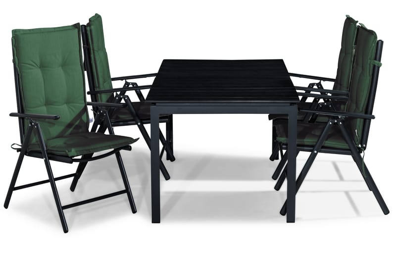 Ruokailuryhmä Tunis 152-210x90 4 Maggie säätötuolia Pehmuste - Musta/Vihreä - Puutarhakalusteet - Ulkoryhmä - Ruokailuryhmät ulos