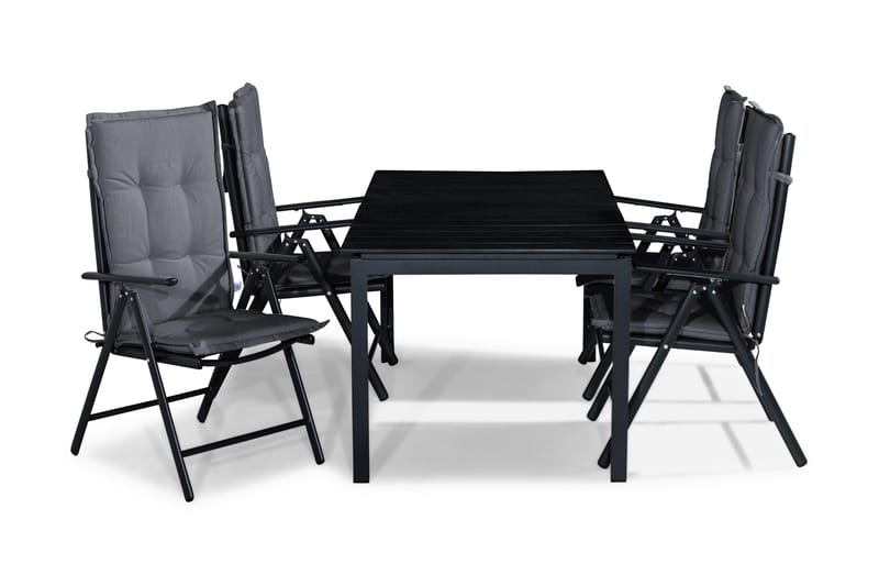Ruokailuryhmä Tunis 152-210x90 4 Maggie säätötuolia Pehmuste - Musta/Harmaa - Puutarhakalusteet - Ulkoryhmä - Ruokailuryhmät ulos