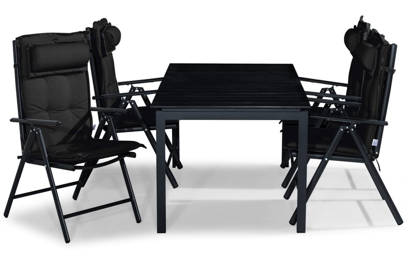 Ruokailuryhmä Tunis 152-210x90 4 Maggie säätötuolia Pehmuste, Musta