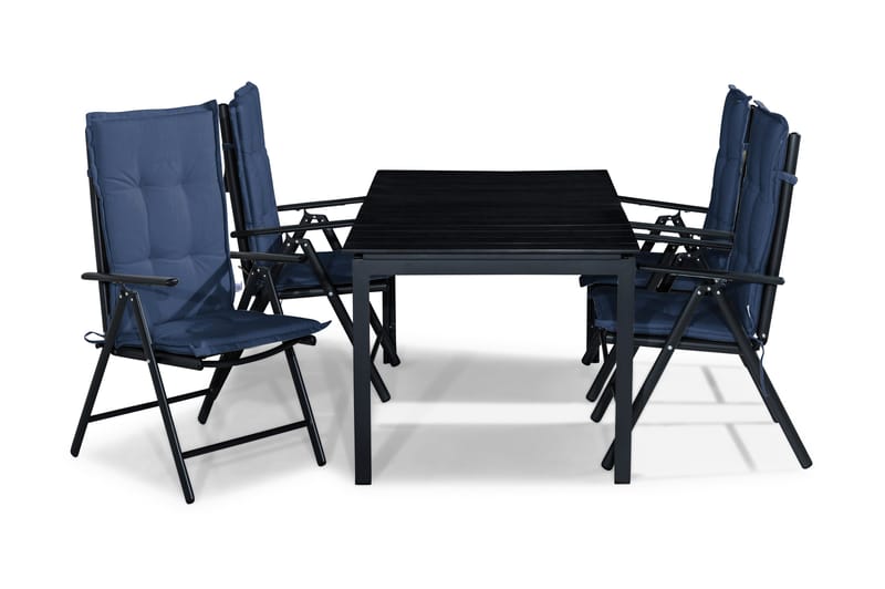 Ruokailuryhmä Tunis 152-210x90 4 Maggie säätötuolia Pehmuste - Musta/Sininen - Puutarhakalusteet - Ulkoryhmä - Ruokailuryhmät ulos