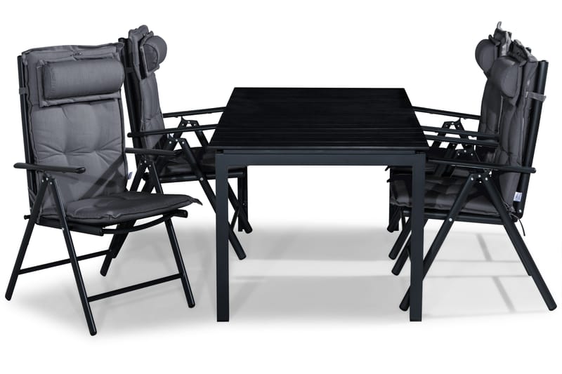 Ruokailuryhmä Tunis 152-210x90 4 Maggie säätötuolia Pehmuste - Musta/Harmaa - Puutarhakalusteet - Ulkoryhmä - Ruokailuryhmät ulos