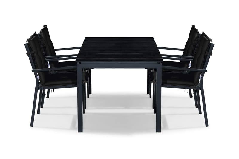 Ruokailuryhmä Tunis 152-210x90 4 Tunis tuolia Pehmusteet, Musta