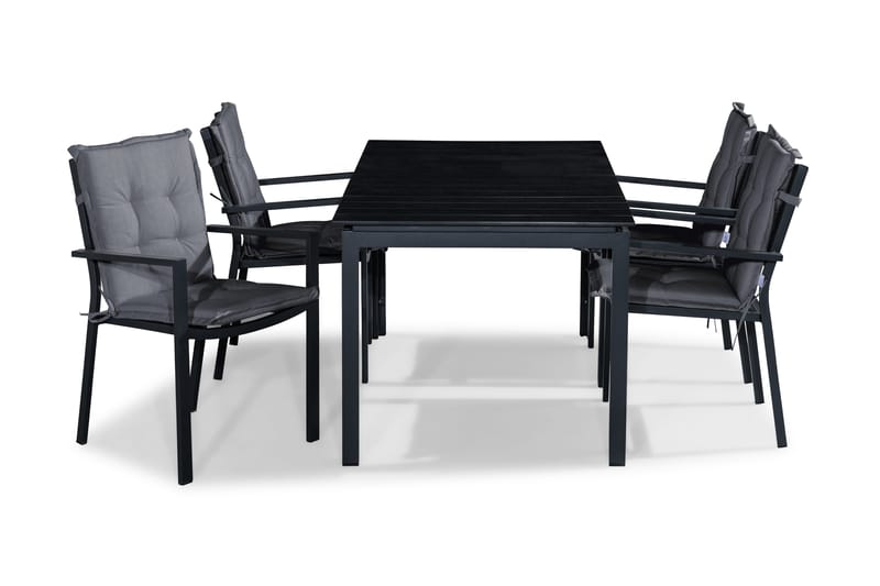 Ruokailuryhmä Tunis 152-210x90 4 Tunis tuolia Pehmusteet, Musta/Harmaa