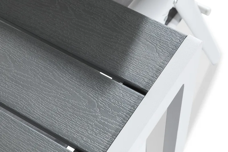 Ruokailuryhmä Tunis 205x90 6 Maggie säätötuolia - Valkoinen/Harmaa - Puutarhakalusteet - Ulkoryhmä - Ruokailuryhmät ulos