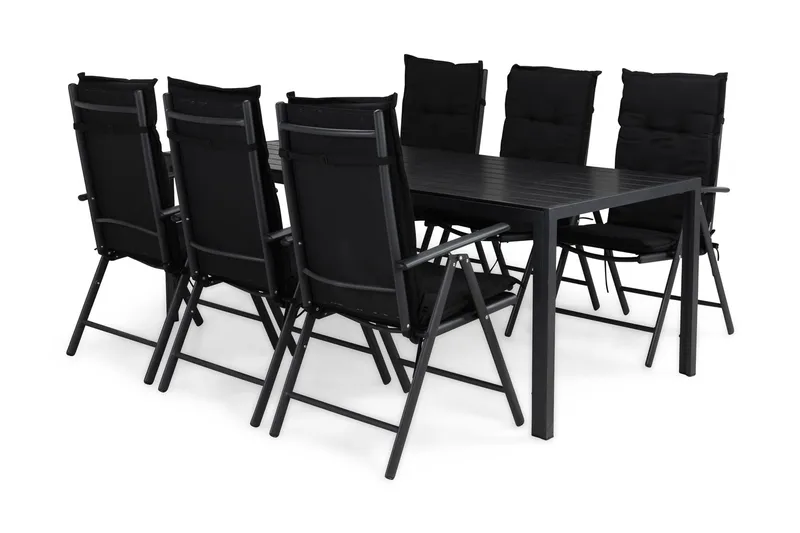 Ruokailuryhmä Tunis 205x90 6 Maggie säätötuolia Pehmusteet, Musta