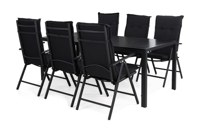 Ruokailuryhmä Tunis 205x90 6 Maggie säätötuolia Pehmusteet, Musta/Musta/Harmaa