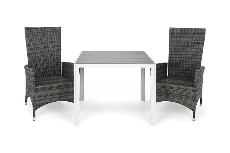 Ruokailuryhmä Tunis 90x90 2 Jenny säätötuolia, Valkoinen/Harmaa