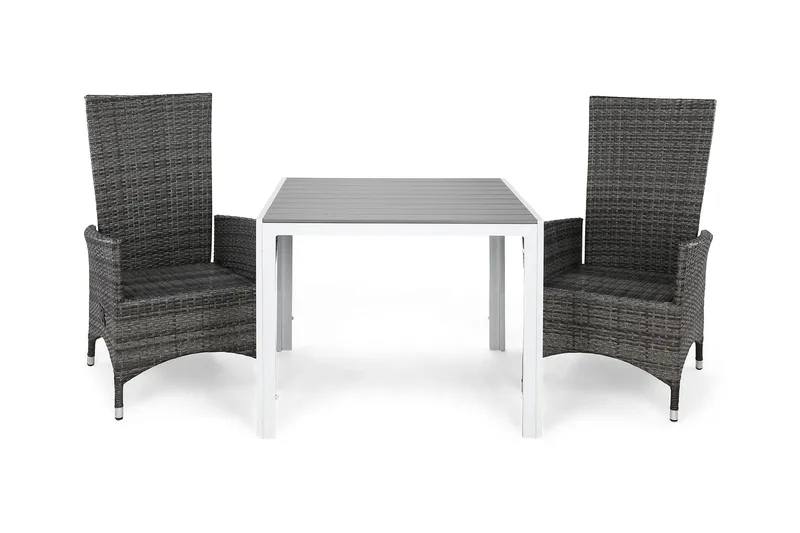 Ruokailuryhmä Tunis 90x90 2 Jenny säätötuolia, Valkoinen/Harmaa