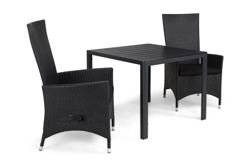 Ruokailuryhmä Tunis 90x90 2 Jenny säätötuolia Pehmusteet, Musta/Musta/Musta