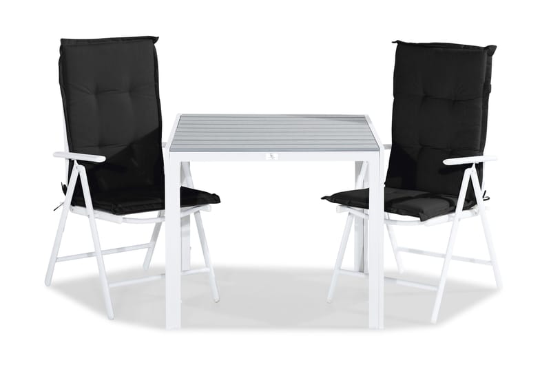 Ruokailuryhmä Tunis 90x90 2 Maggie säätötuolia Pehmusteet, Valk/Harmaa/Musta