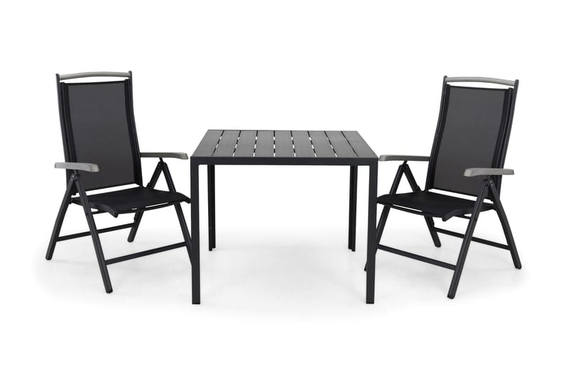 Ruokailuryhmä Tunis 90x90 2 Monaco säätötuolia, Musta