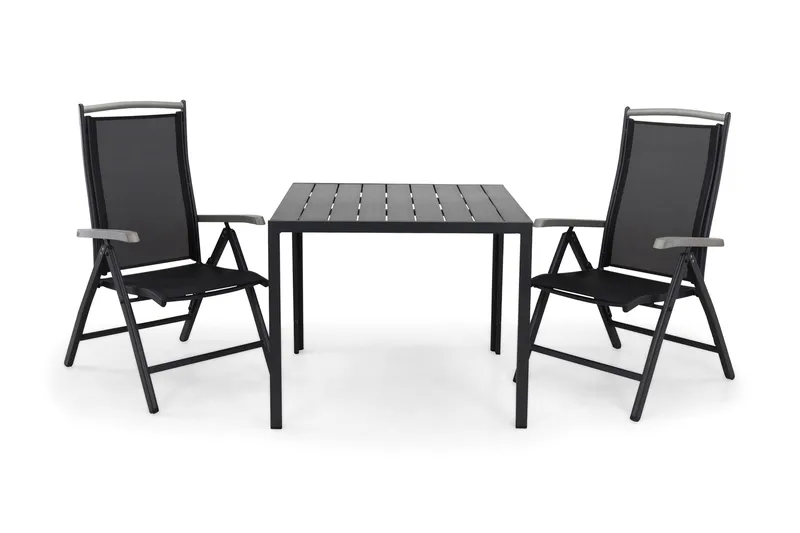 Ruokailuryhmä Tunis 90x90 2 Monaco säätötuolia, Musta