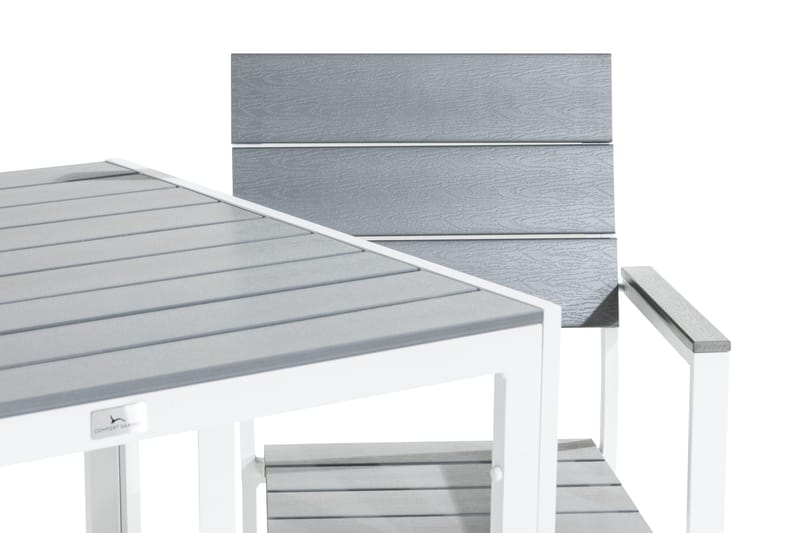 Ruokailuryhmä Tunis 90x90 2 Tunis tuolia - Valkoinen/Harmaa - Puutarhakalusteet - Ulkoryhmä - Ruokailuryhmät ulos